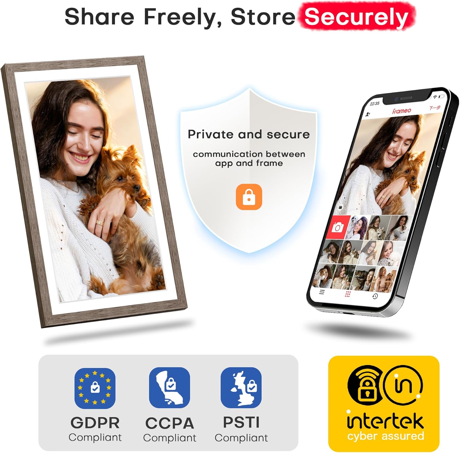 Digital Picture Frame, Frameo 15.6 inch Large Digital Photo Frame WiFi, 1920 * 1080 IPS FHD Touchscreen, 32GB Storage, Instant Share Photo Video, Gift for Mom (15.6'' Greige 32GB)