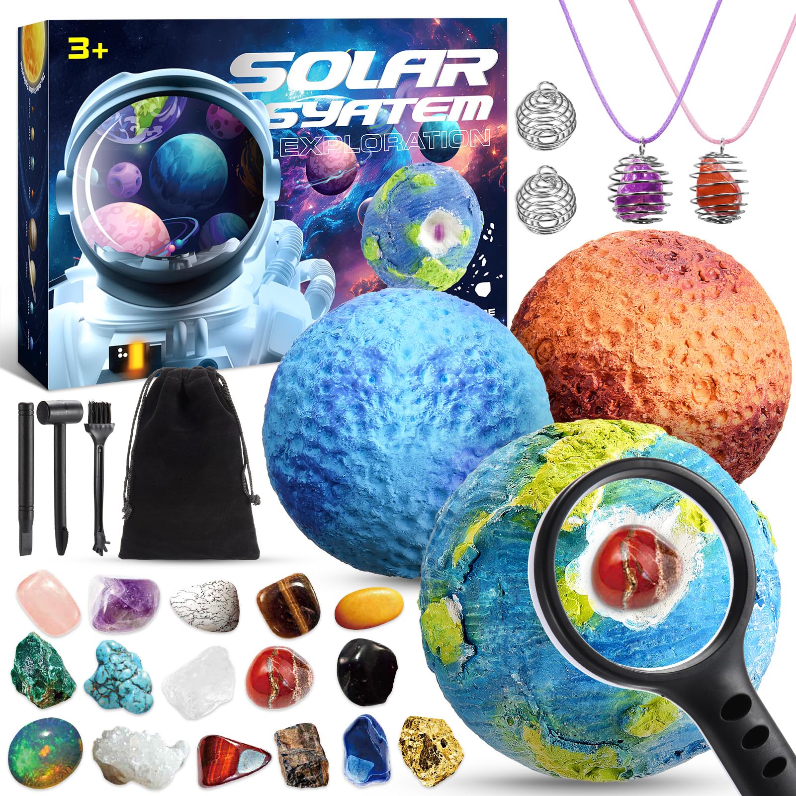 iKidiki Crystals and Gemstones - 16 Gems, 4 5 6 7 8 9 10 Year Old Boy Girl Gifts Gem Dig Kit Toys for 4-10 Year Olds Boys Girls Educational Science Kits with Crystals, Rocks and Stones