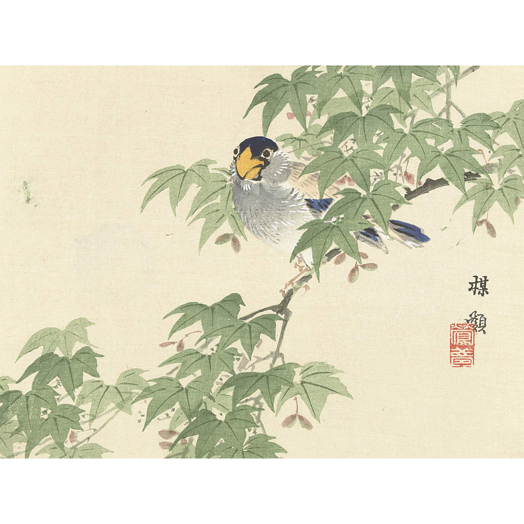 Artery8 Kono Bairei Japanese Flowers and Birds Large Wall Art Poster Print Thick Paper 18X24 Inch