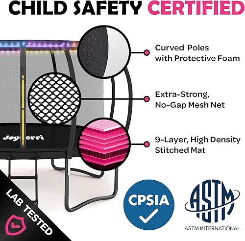 Miniatura 2 de Trampoline Outdoor - ASTM Certified Safe, 8Ft, 10Ft, 12Ft, 14Ft, 15Ft, 16Ft Recreational Trampoline for Kids and Adults. Anti-Rust Coating with