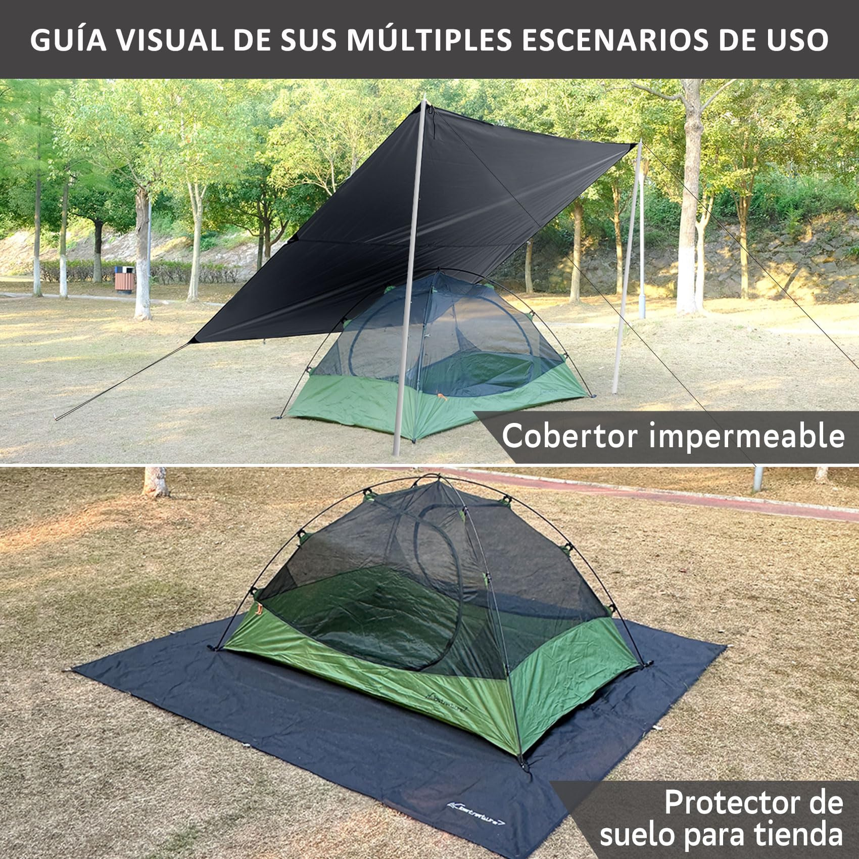 Clostnature Toldo Impermeable para Camping - Lona de Tiendas Compacto y Duradero, Toldo de Refugio Exterior de 305 x 293 cm para Hamaca, Mochilero, Senderismo, Picnic, Refugio de Tienda, Ultraligero