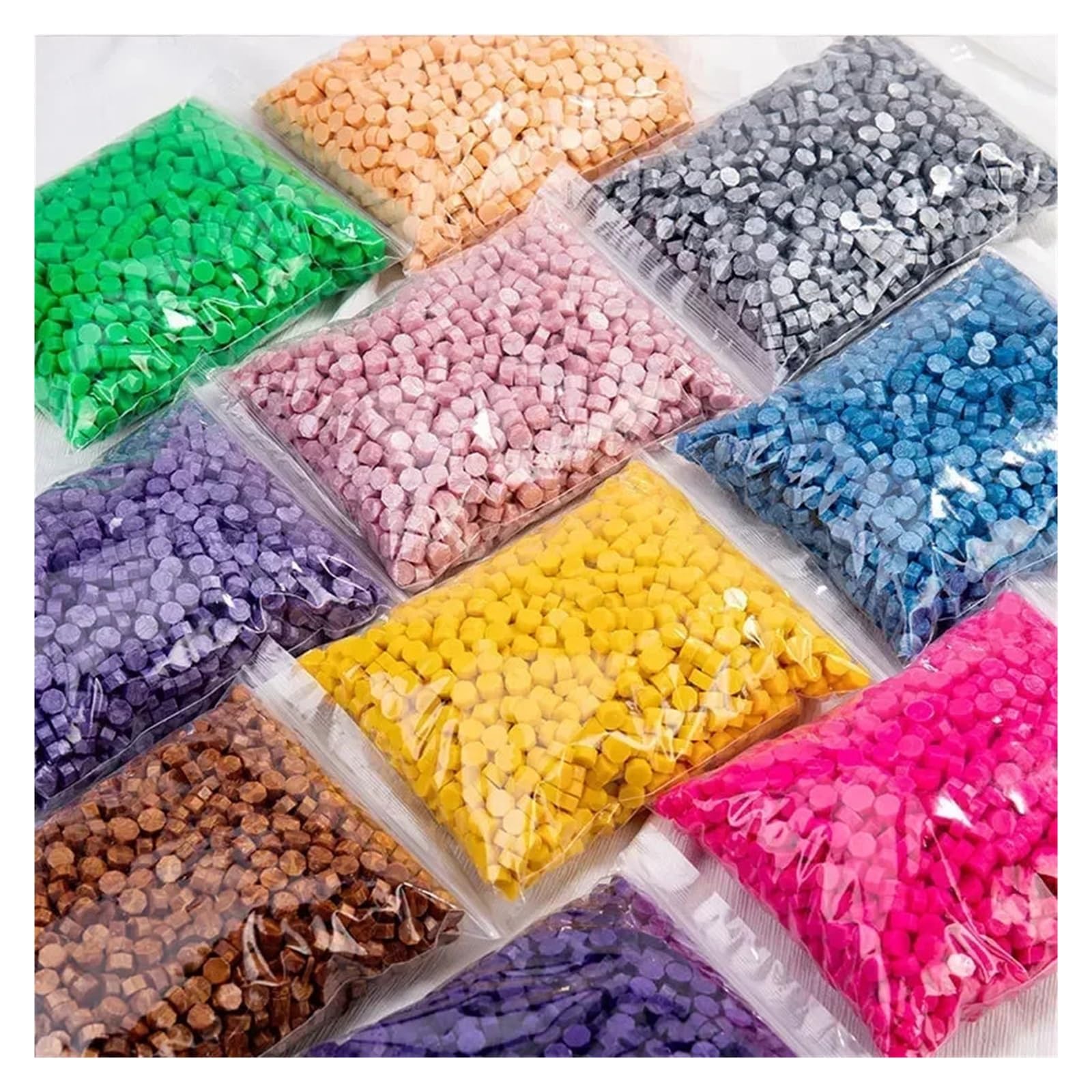Siegelwachs 2600 Stück 500 G Achteckige Siegelwachsperlen | For selbstgemachte Umschläge, Hochzeitseinladungen, Geschenkverpackungen, Bastelarbeiten(Color1)
