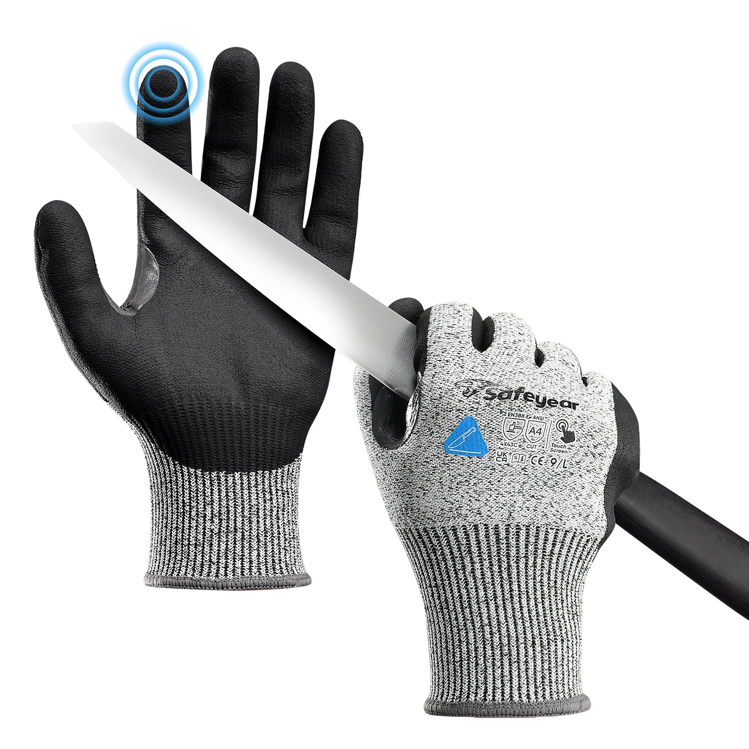 Safeyer grade 5 gants de travail anti - coupure pour hommes et femmes, gants de sécurité antidérapants pour adultes, blider Heavy Machinery GLOVES, Forest Farm, construction, noir, L
