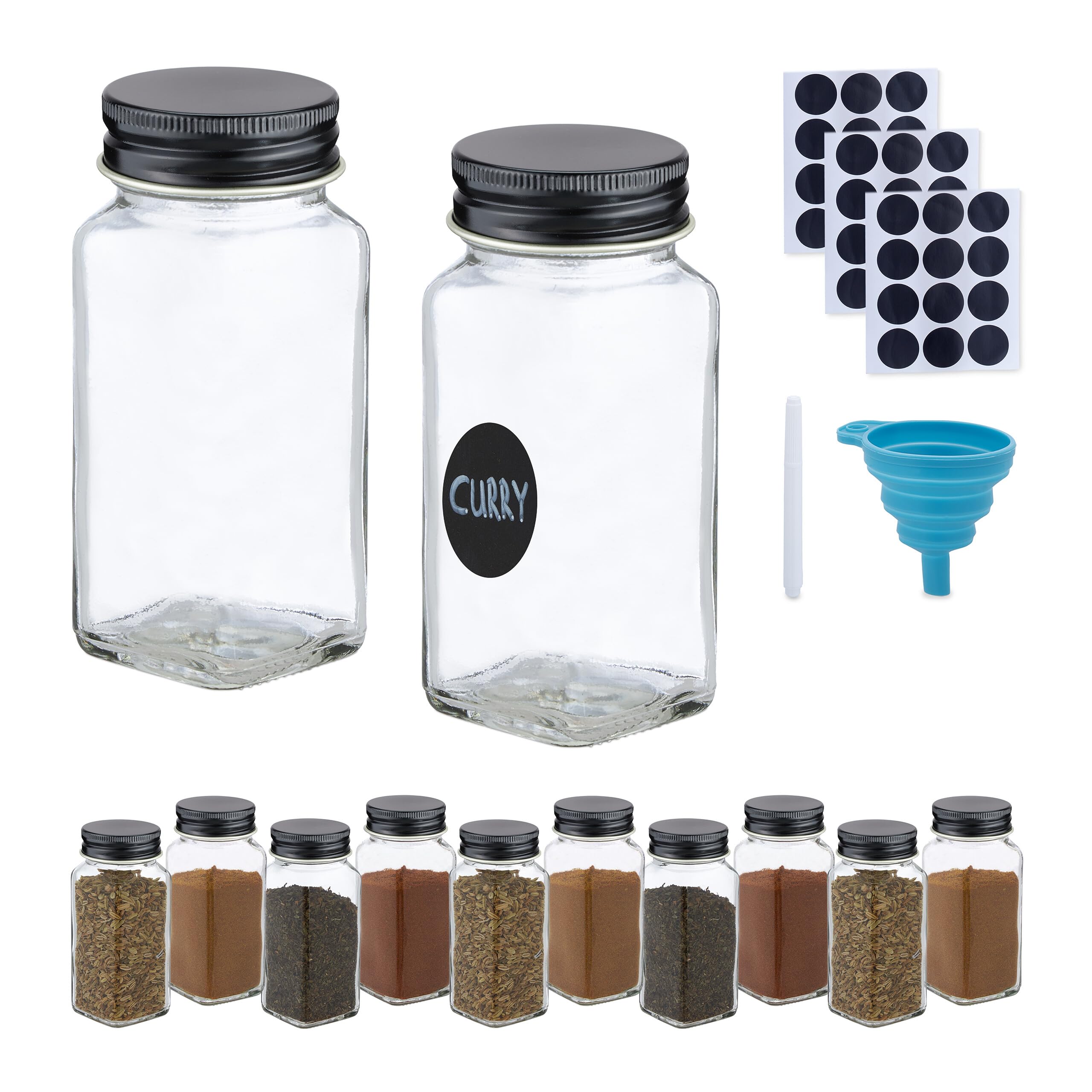 Set 12 Barattoli Spezie In Vetro Con Coperchio Bambù - 120ml, Etichette E Cucchiaio Inclusi - Foto 7