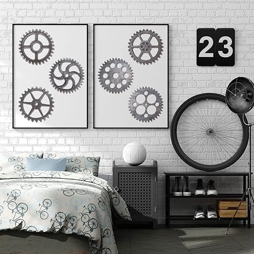 Miniatura 5 de 6 piezas de decoración de pared Steampunk de madera, rueda de engranajes steampunk, decoración industrial de pared de 10 pulgadas, combinación de