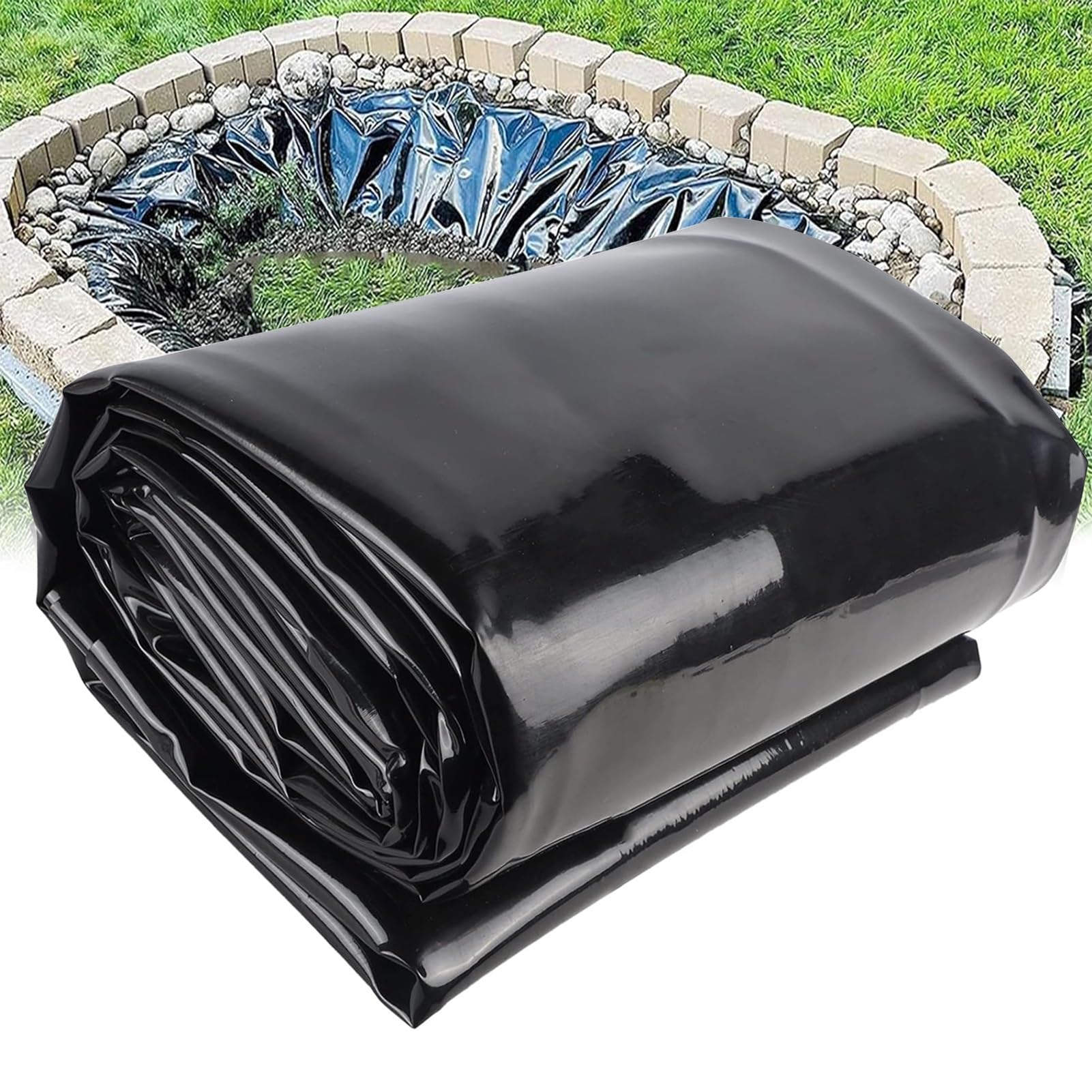 Klgfbdc Black Heavy Duty Pond Liner 4X6m, 5X8m, 6X10m, 8X12m - Durable Tarpaulin Sealing Film For Small Ponds, Garden Fountains, Streams & Swimming Pools (19.7X32.8ft)