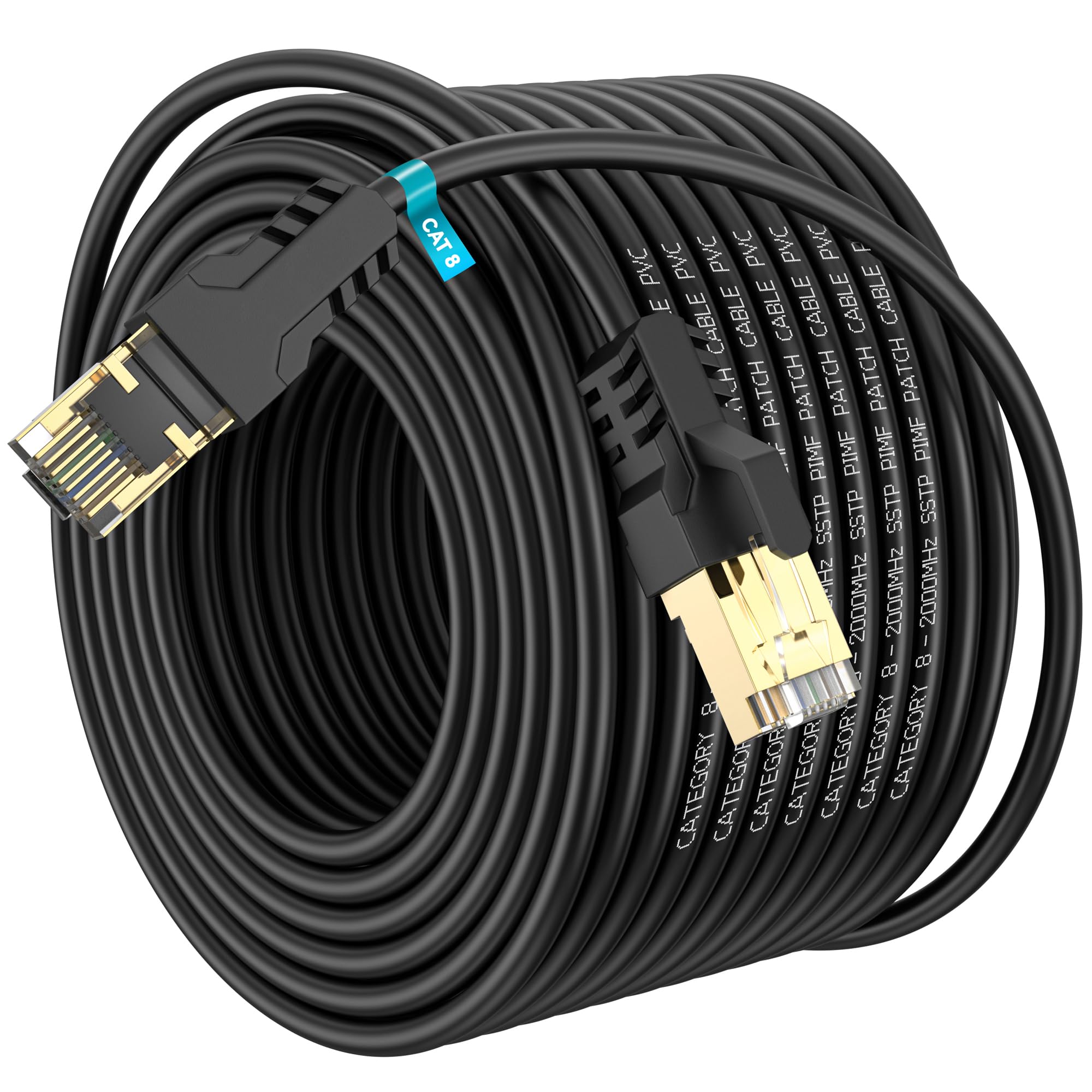 Cable Ethernet 40 metros Cat 8 Cable de Red Cable Lan 40Gbps 2000MHz con Conector RJ45 Cat 8, Compatible con Steam Deck PC TV Box Router Servidor NAS