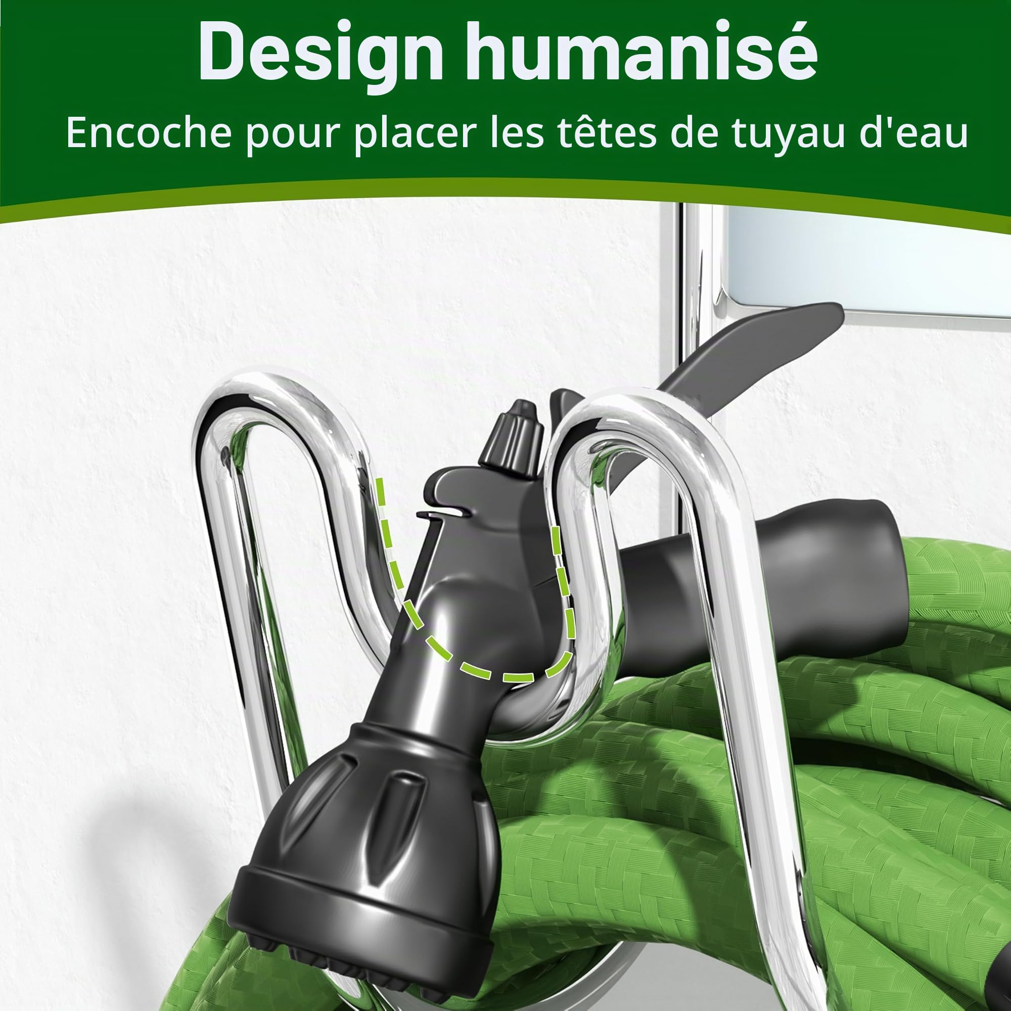Support de Tuyau en Acier Inoxydable 304 : Support Mural pour Tuyau d’Arrosage – Porte-Tuyau pour Tuyau d’Eau, Rallonge Électrique et Tuyau d’Aspirateur | 1 Pièce