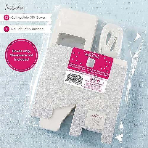 Miniatura 6 de Kate Aspen Silver Shimmer - Caja de regalo de 9 onzas sin tallo, para adultos, caja de almacenamiento para copas de vino, regalos de propuesta de