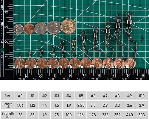 Miniatura 9 de Dr.Fish Ball Bearing Swivels with Snap, Snap Swivels Fishing Tackle Stainless Saltwater & Freshwater Coast Lock Fishing Clips Terminal Tackle Line