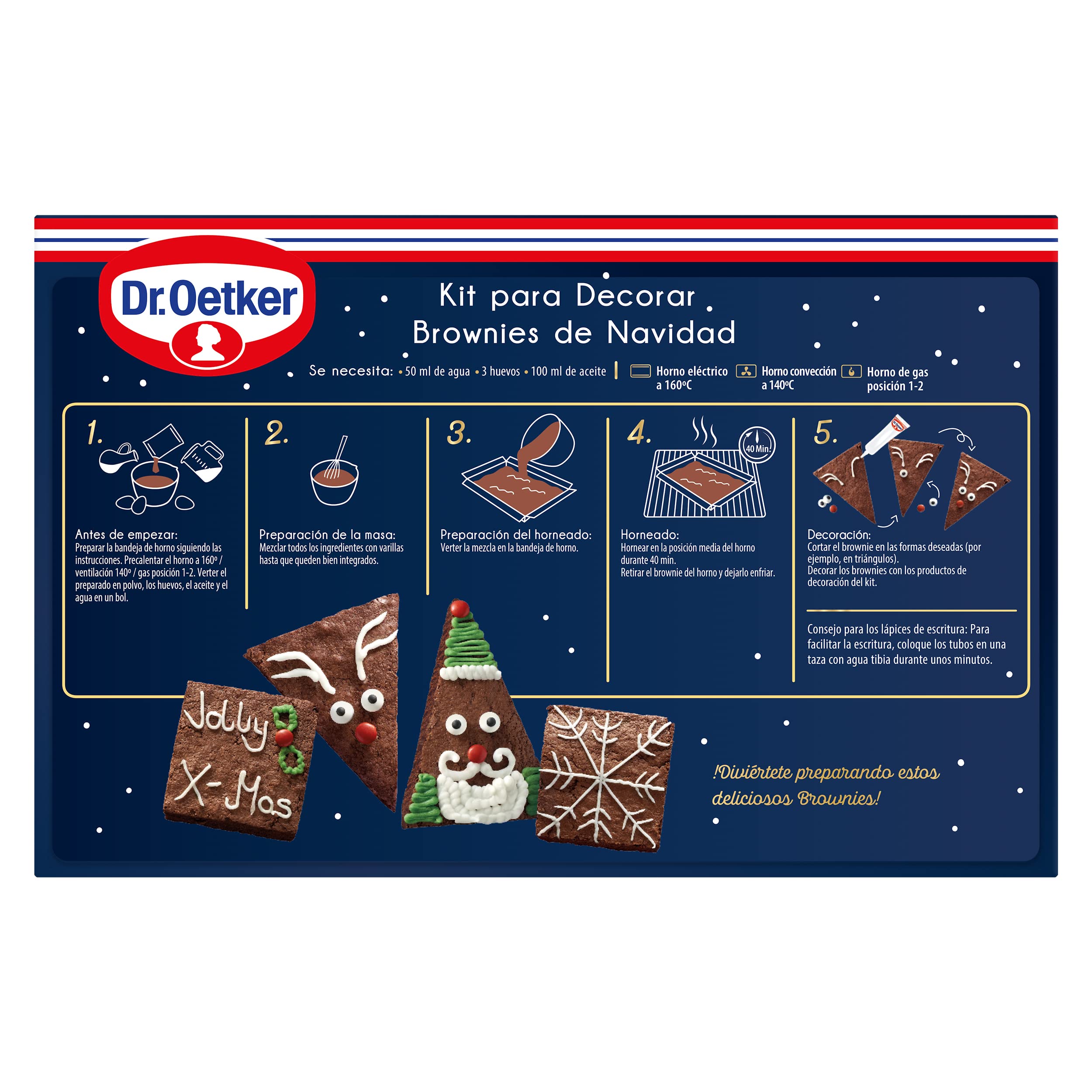 DR. OETKER Kit Brownies Navidad 513 g Intenso Sabor a Chocolate
