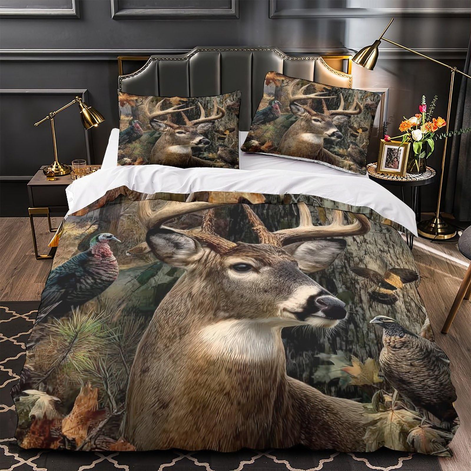 Housse de couette cerfs 140x200 parure de lit enfant super douce en 3D