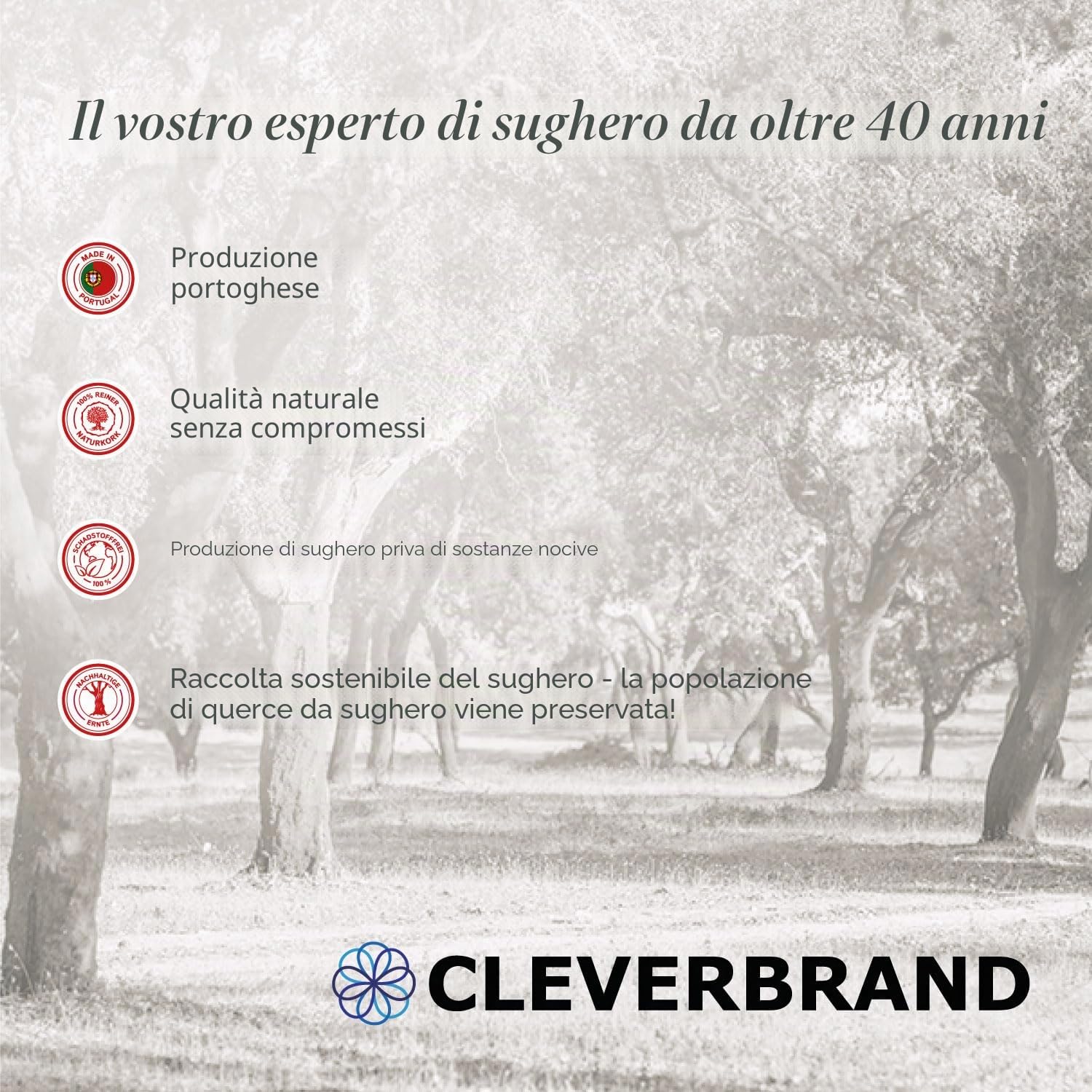 Tappetino in sughero Cleverbrand, resistente al calore, rettangolare (45 x 30 x 1 cm), ideale come sottopentola per casseruole, pentole o padelle di grandi dimensioni - Made in Portugal
