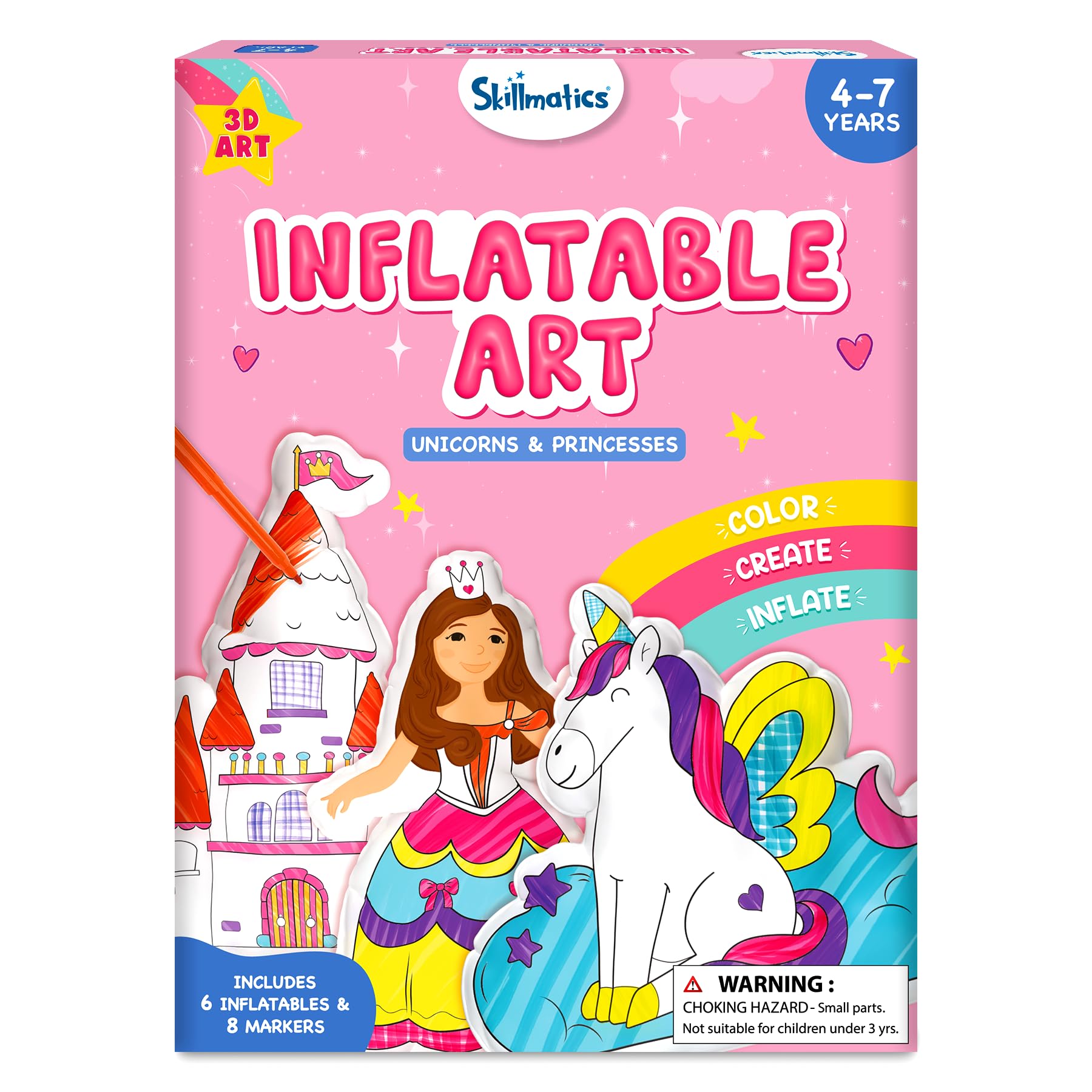 Skillmatics Inflatable Art For Kids - 3D Unicorns & Princesses, Preschool Craft Kits, Fun Diy Activity, Coloring Set, Gifts For Boys & Girls Ages 4, 5, 6, 7 - Paper, Multicolor (B0CY29BLF4) Amazon Price History, Amazon Price Tracker