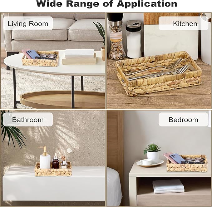 Bandeja Organizadora de Baño de Water Hyacinth con Asas, Estilo Granja miniatura 7