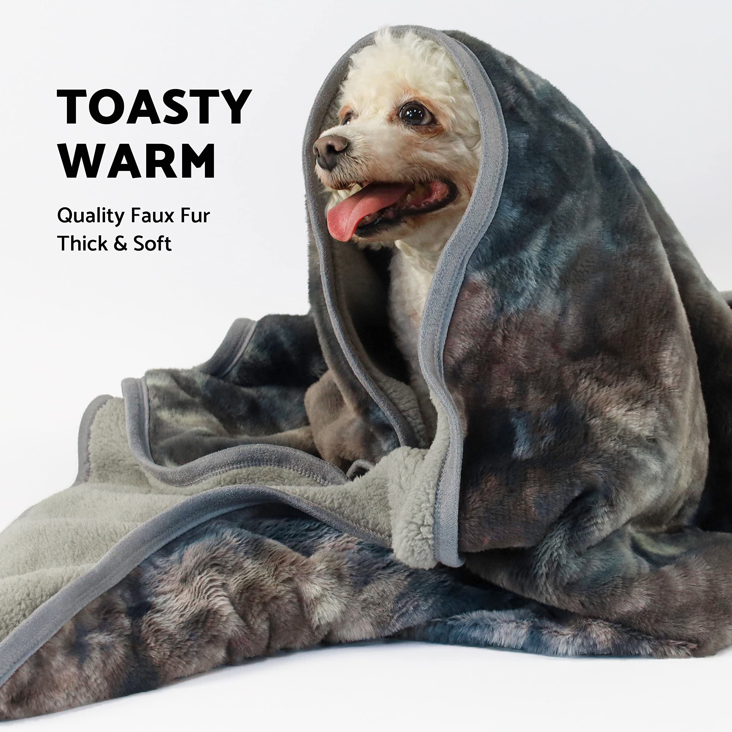 Fitwarm Tie Dye Faux Fur Dog Blanket for Small, Medium, Large Dogs