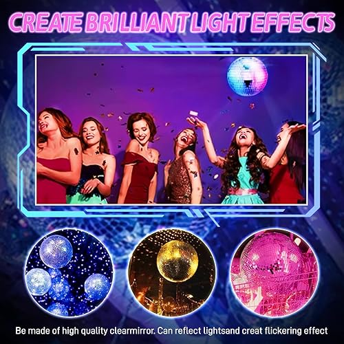 Miniatura 2 de Luz de bola de discoteca, difusor de luz de bola de discoteca de espejo de 5 pulgadas, rotación de 360, luces de Navidad para fiestas de cumpleaños,