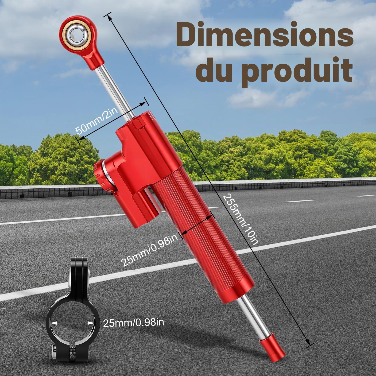 Amortisseur de direction universel pour moto, stabilisateur de direction réglable, en alliage d'aluminium pour vélo et moto