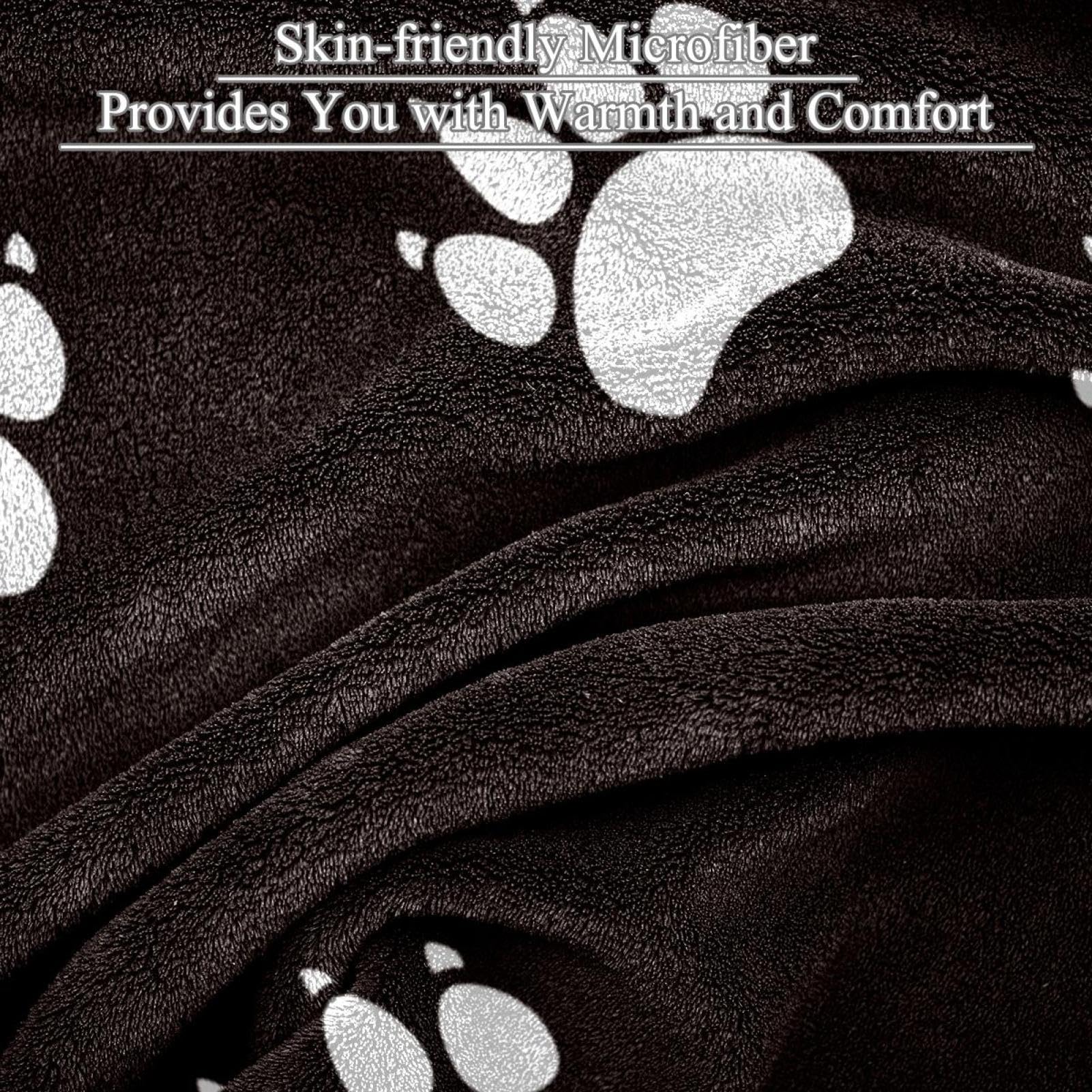 Couverture Polaire Patte De Chien Couverture De Canapé Couverture De Lit pour Chambre Salon Bureau 150×200cm