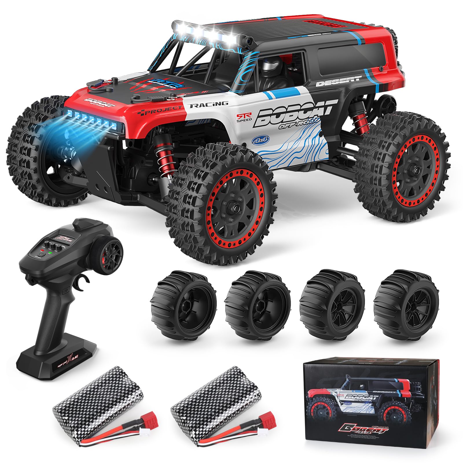 Carry360 1/16 Brushless RC Car S912Pro, Electric 4WD High Speed RC Car, 2.4G Remote Control RC Truck, Brushless Off-Road Truck with Paddle Tires & 2 * 2S Battery for Adults and Kids