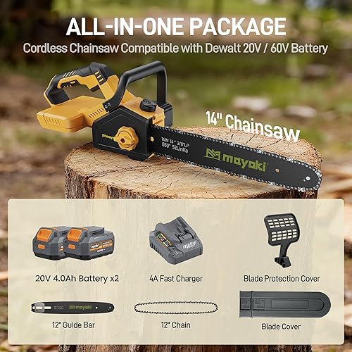 Miniatura 9 de Motosierra inalámbrica de 40 V y 14 pulgadas compatible con batería Dewalt de 20 V MAX, motosierra eléctrica de mano con motor sin escobillas de