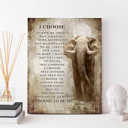 Miniatura 6 de Luslya Lienzo de elefante cristiano para pared, imagen motivacional de elefante, decoración de pared enmarcada, con citas inspiradoras, pósteres