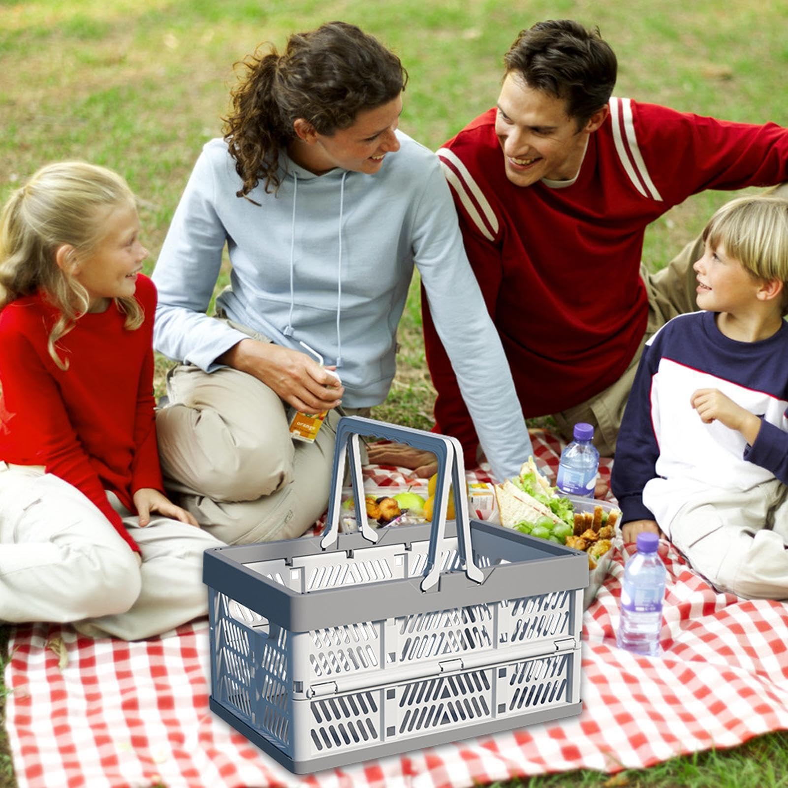 Cassetta Portaoggetti Pieghevole, Cassa Pieghevole 38,5x25x20 Cm Con Manici | Scatola Portaoggetti Pieghevole | Carrello Spesa Pieghevole | Contenitore Per Campeggio, Viaggi, Picnic, Casa E Cucina