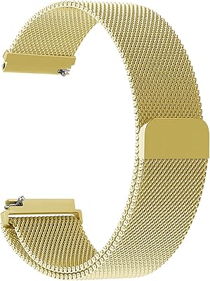 20mm Quick Release Watch Band Metal Strap for Samsung Galaxy Watch 5 4 3 40mm 41mm 42mm 44mm 45mm 46mm Magnetic Mesh Watch Band for Amazfit Bip U Pro/GTS for Galaxy Watch Active 2/Active,Gold