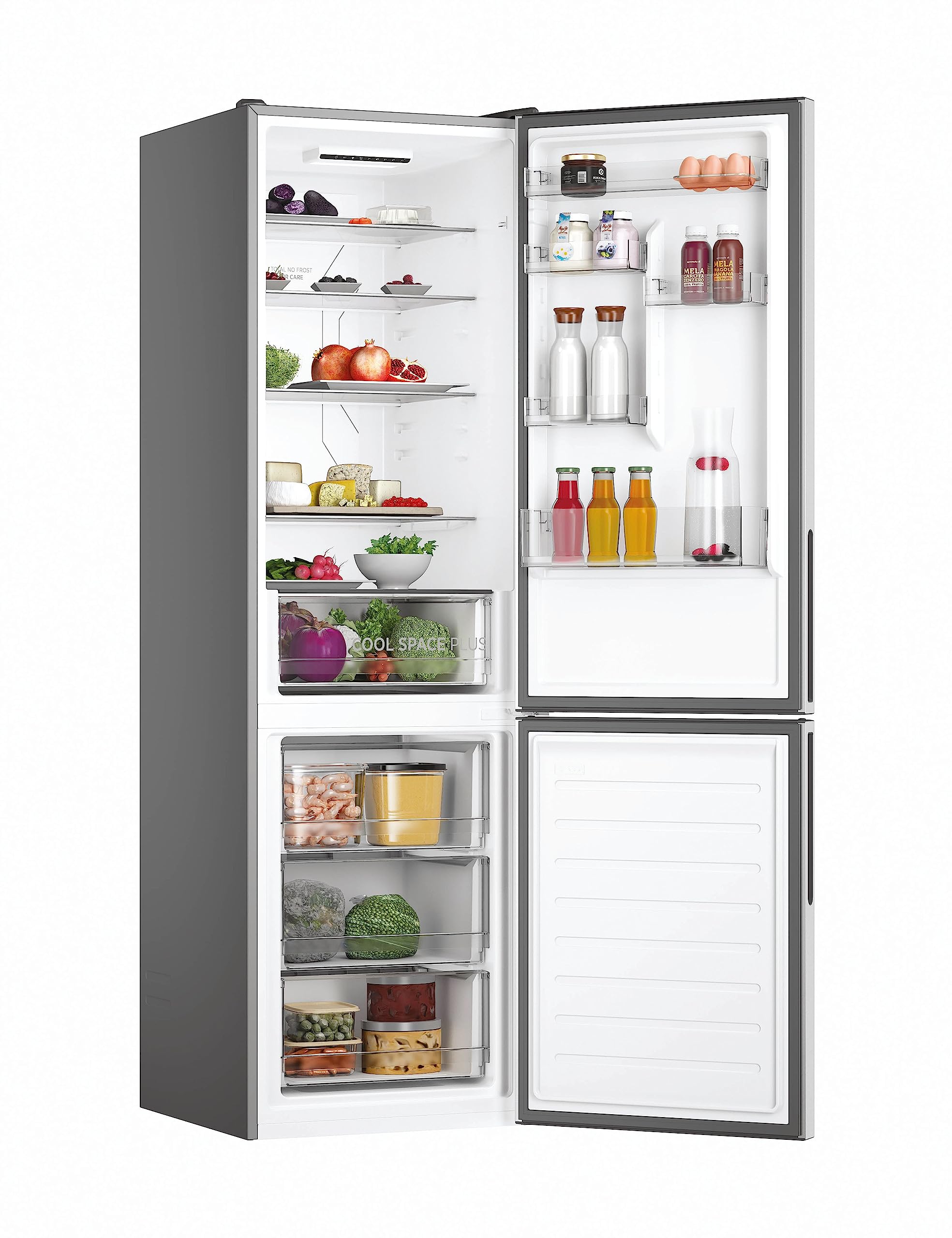 Hoover HOCE4T620CX 2D Kühl-Gefrier-Kombination/Freistehend/Total No Frost/Wifi connected & Smart hOn–App/Energieklasse C/Inox Look
