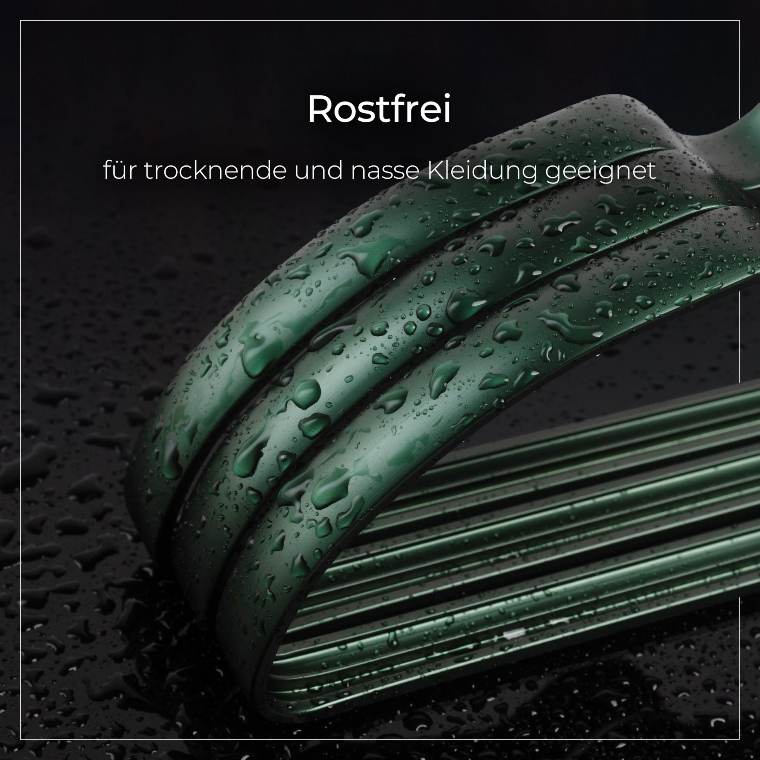 Parusia Kleiderbügel waldgrün, 42cm breit, 1cm stark, Kleiderbügel Metall rostfrei, formstabil, zur platzsparenden Kleideraufbewahrung & Organisation von Kleiderschrank, Kleiderständer (20)