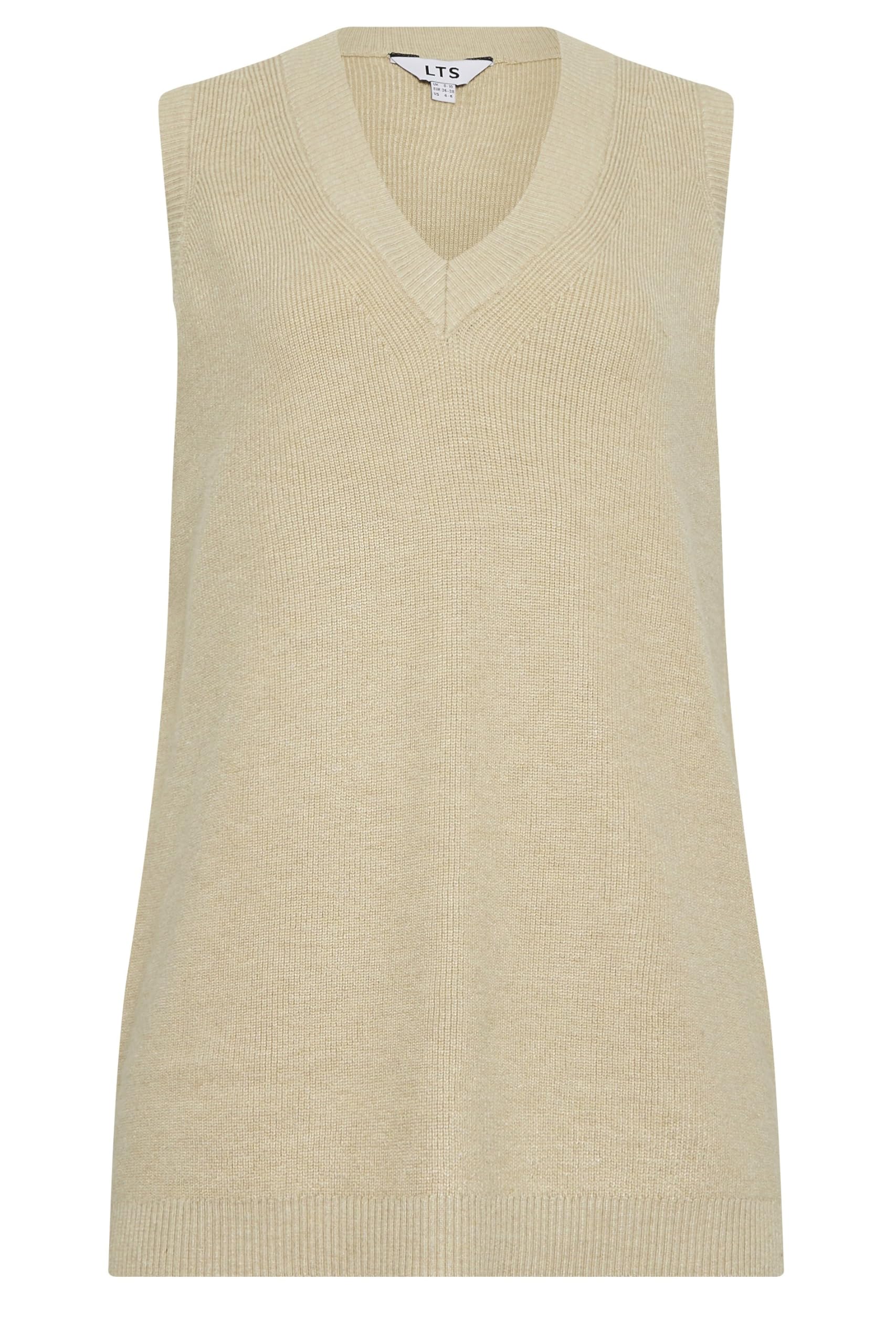 Long Tall Sally - Lts Tall Beige V-Neck Knitted Vest Top - Women's