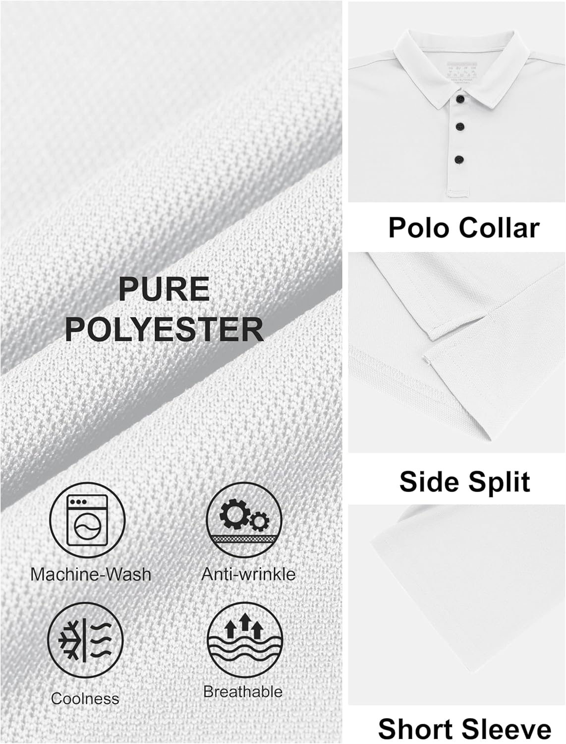 MAGCOMSEN Polo Shirts for Men Casual Athletic Polos 3 Buttons Performance Business Golf Collared Shirts - Image 6