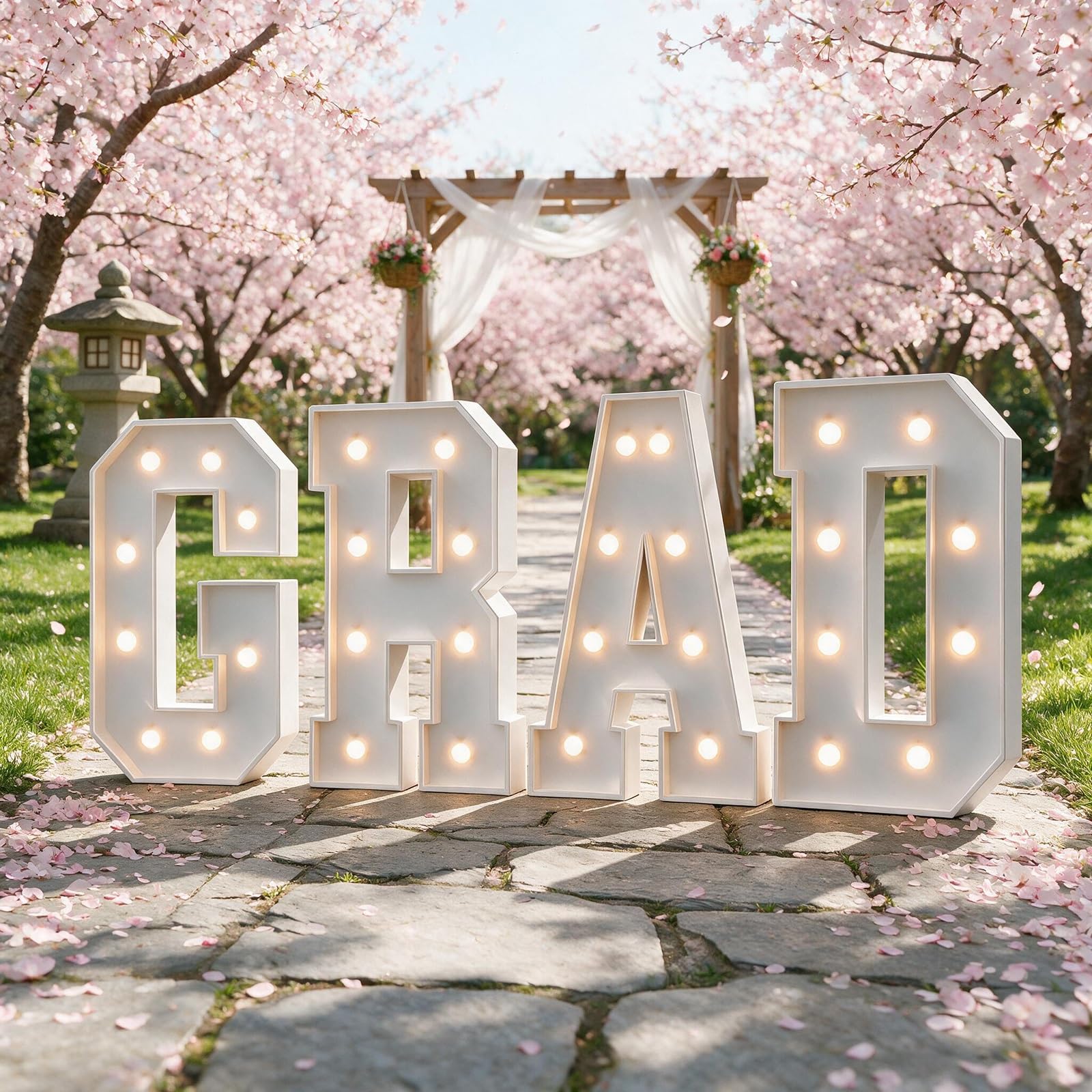 Kit di Lettere for Tendoni LED GRAD for Decorazioni di Laurea | Pannello KT Pre-tagliato, Supporto Posteriore, Monta Facile, Senza Fili, Leggero, Riutilizzabile(Warm white,120cm)