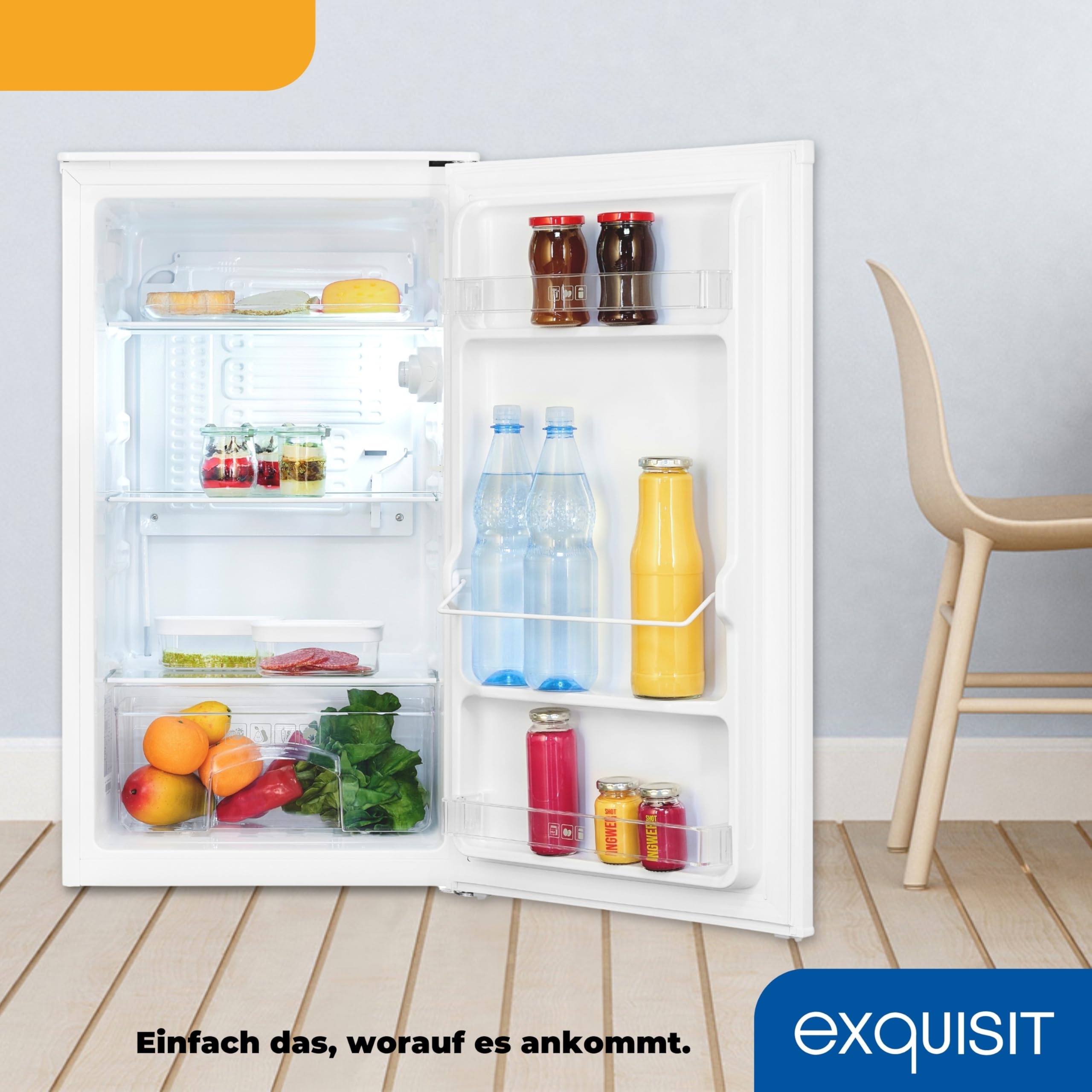 Exquisit KS116-V-042E Vollraumkühlschrank Weiss - 88 L Kühlschrank 48 cm