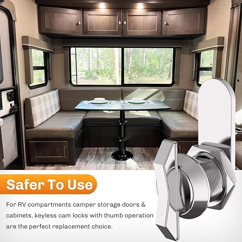 Miniatura 4 de WELLUCK Juego de cerraduras de leva compensadas de 5/8 pulgadas, sin llave, 5 piezas, cerradura de compartimento para RV, pestillo de puerta