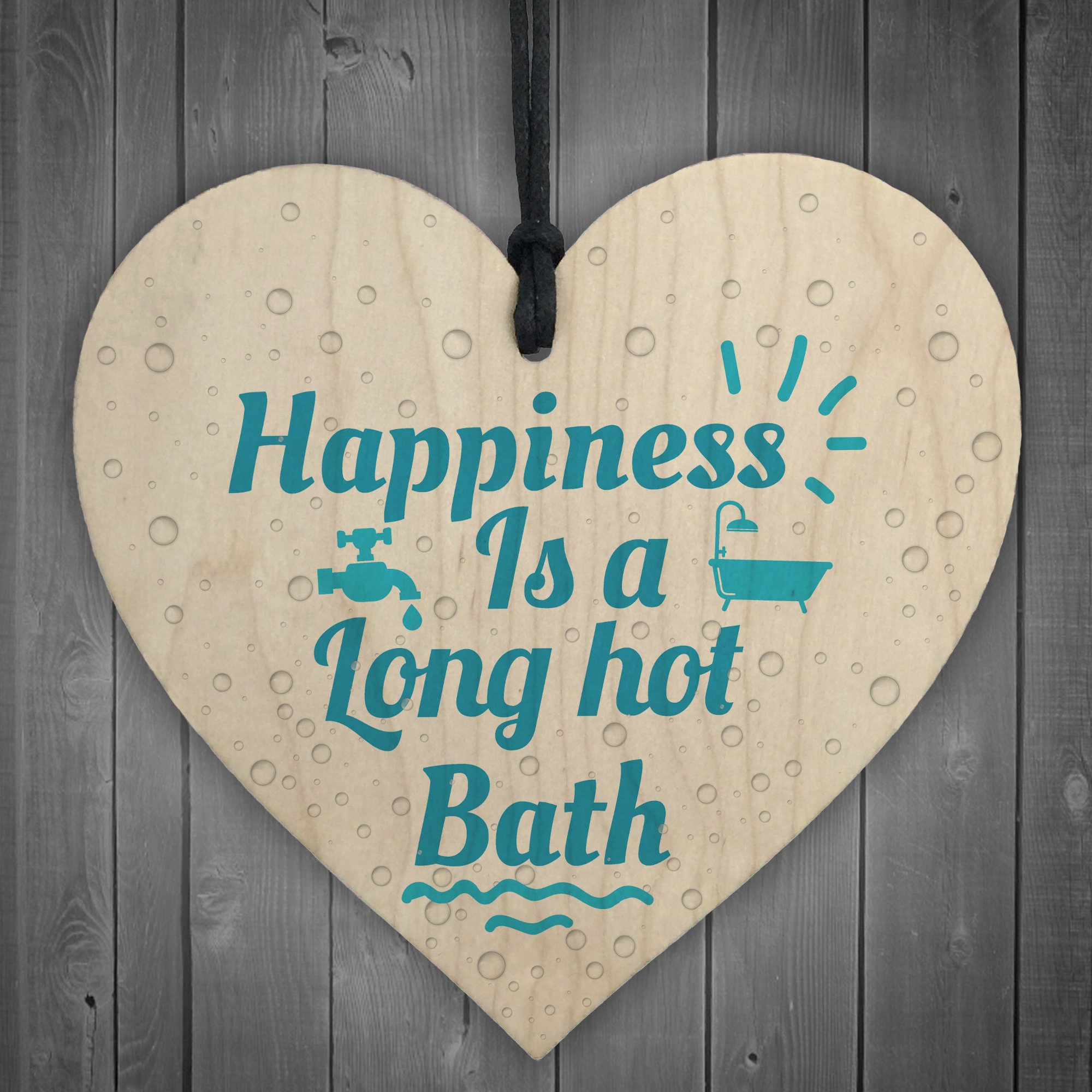 Red Ocean Long Hot Bath Bathroom Toilet Sign Wooden Hanging Heart Shabby Chic Door Plaque Sign Home Gift