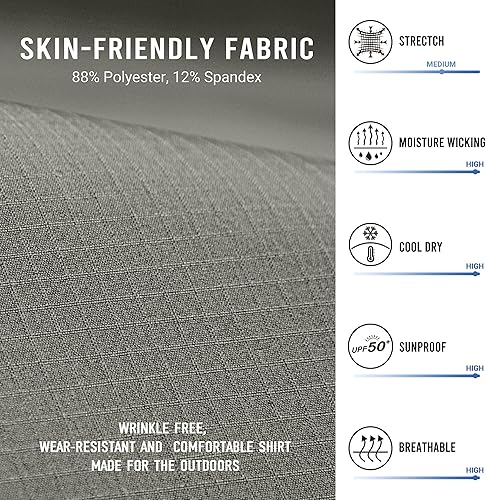 Miniatura 5 de Outdoor Ventures Camisa de senderismo para hombre con protección solar UPF 50+, manga larga, ligera, de secado rápido, para safari, viajes, pesca