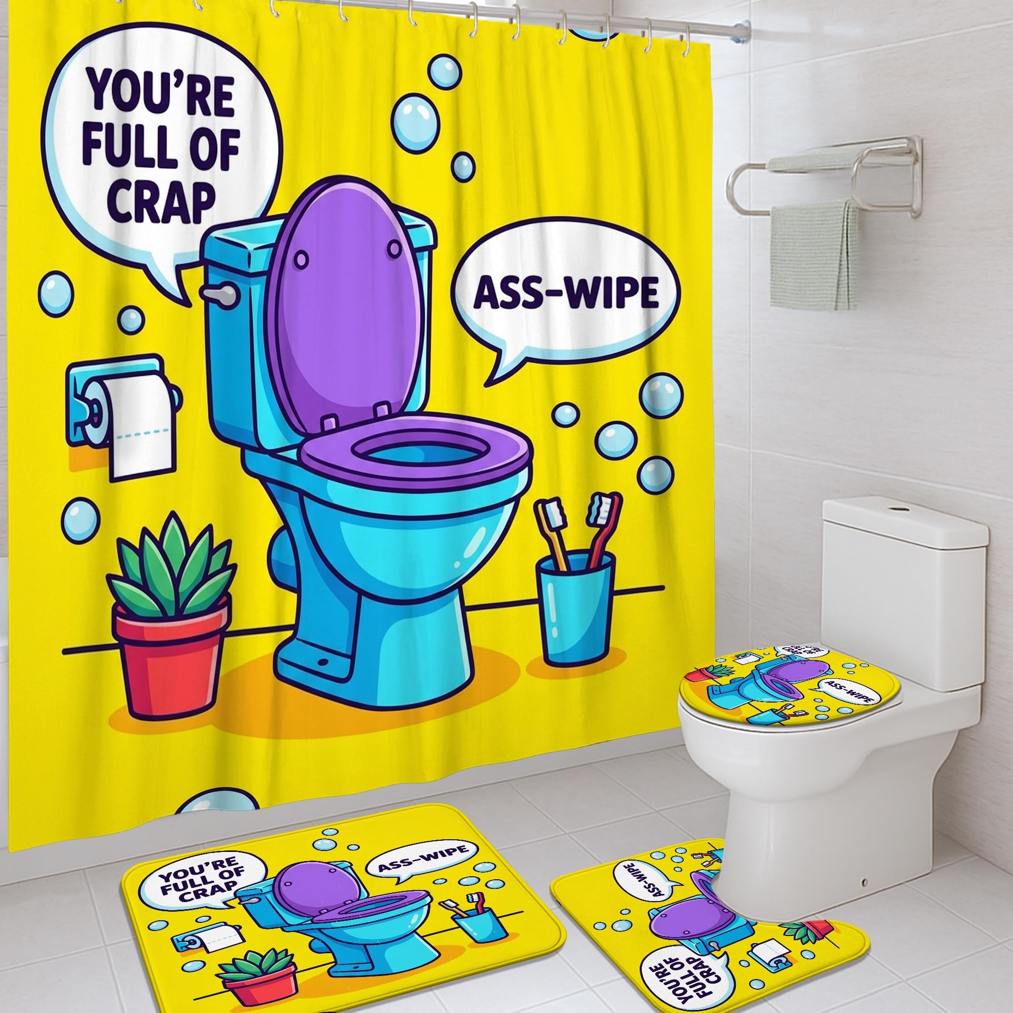 Ensemble rideau de douche anti-moisissure et tapis absorbant pour éviter l'humidité