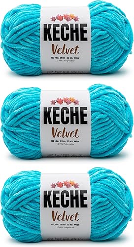 Miniatura 92 de Keche Hilo de terciopelo para ganchillo, manta de felpilla suave, voluminosa, hilo amigurumi, 3.53 oz (132 yardas), color menta
