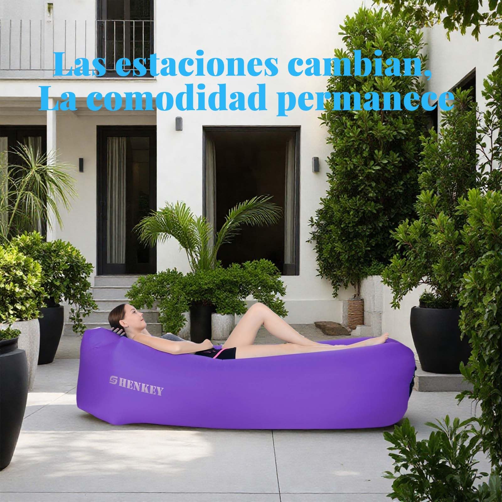 Sofá Inflable con Diseño Impermeable y Antifugas Sofá de Aire Portátil para Viajar, Acampar, Senderismo y Fiestas en la Playa