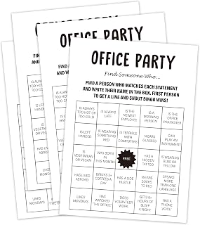 30 Pack Minimalist Office Party Find Someone Who Game, Work Party Game, Team Meeting Games, Office Activities, Work Happy Hours Games for Coworkers - TM02