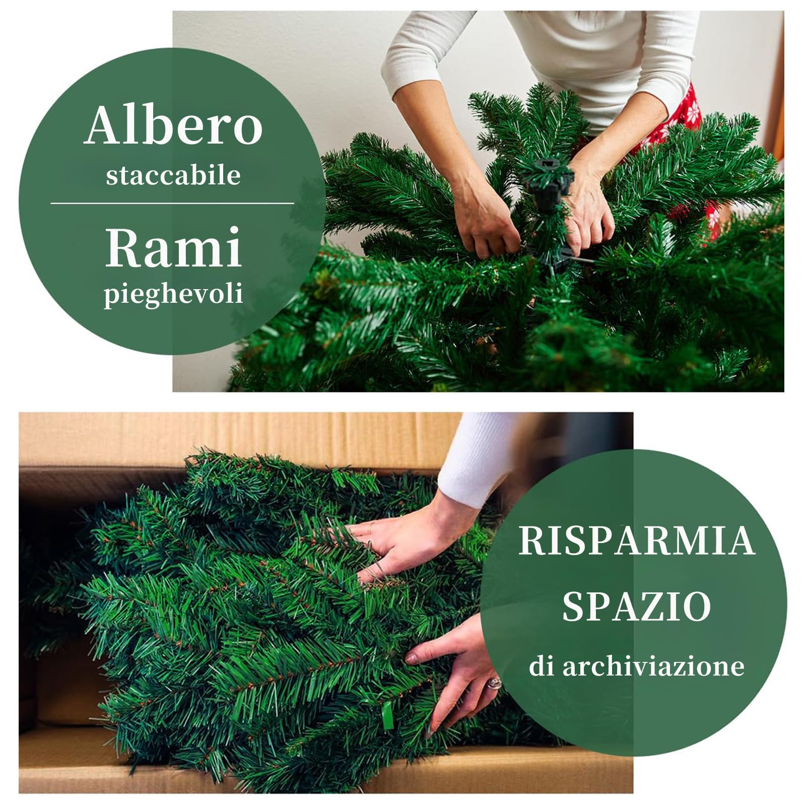 LEIVESTE- Albero di Natale Artificiale Slim Folto 180 Verde con 780 Rami Realistici,Albero di Natale Alto e Stretto con Base in Metallo,Verde