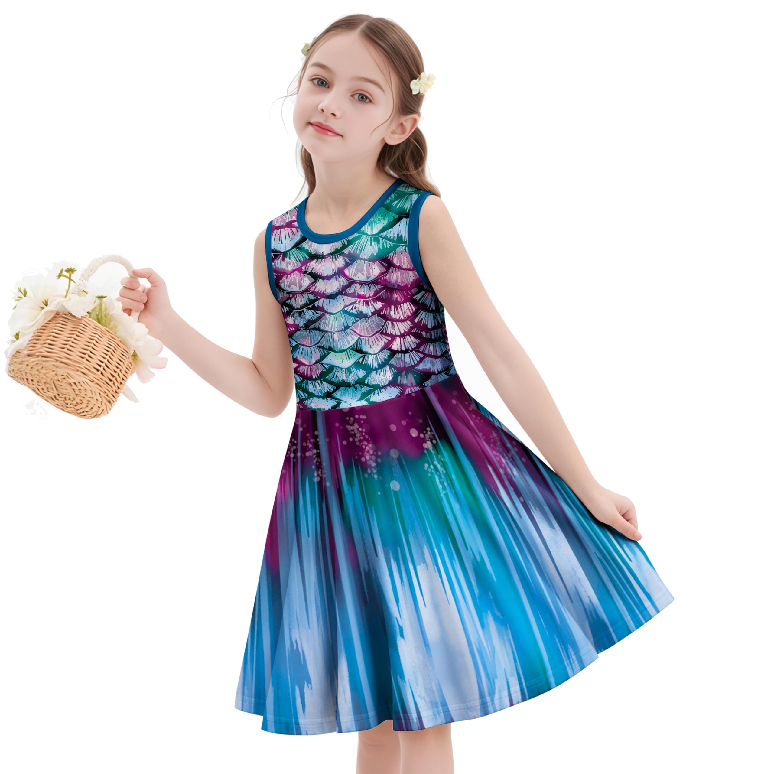 LQSZ Unicorn Dress Girls Kids Summer Sleeveless Sundress Birthday Outfit Twirly School Party Clothes 3-12 Years