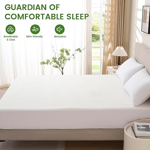 Miniatura 7 de KUUP 100% Waterproof California King Mattress Protector- Hypoallergenic Odor-Free Bamboo Rayon, Breathable Cooling 3D Air Noiseless Mattress Cover