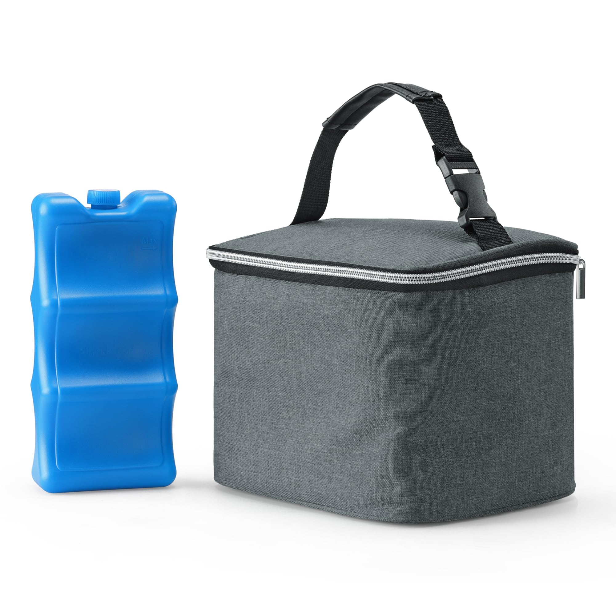Navaris Borsa Termica per Latte Materno - Porta Pappa Termico Neonati - Borsa Termica Biberon per 6 Bottiglie - Isolamento Termico Latte Fresco - Grigio