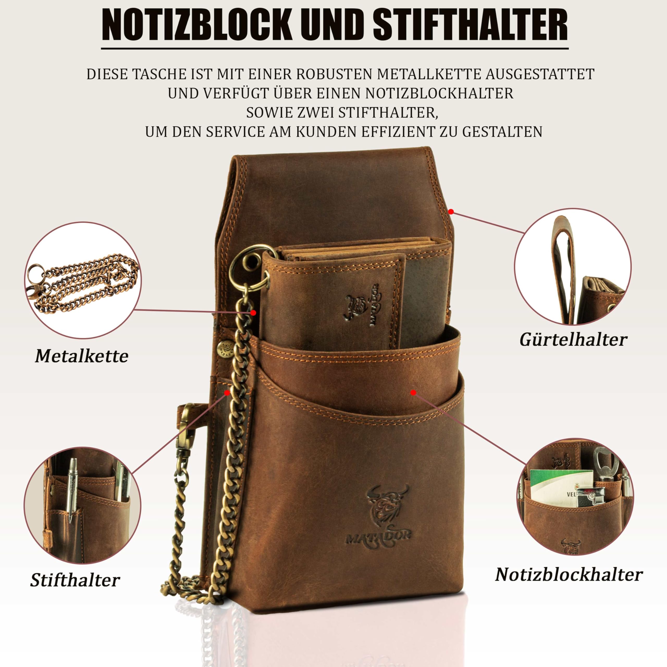MATADOR Kellnerbörse Leder mit RFID Schutz, Braun Hunter