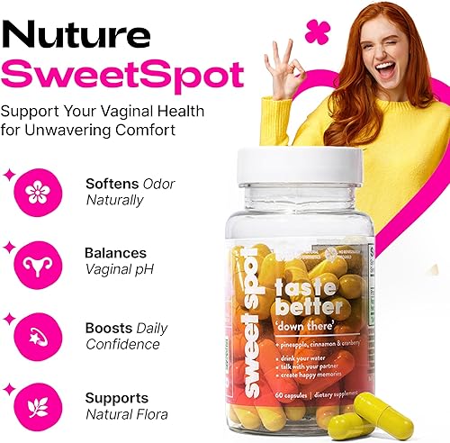 Miniatura 2 de Sweet Spot - Suplemento de salud vaginal de piña y arándano, 60 cápsulas, refresca el sabor, promueve el equilibrio femenino, el equilibrio del pH