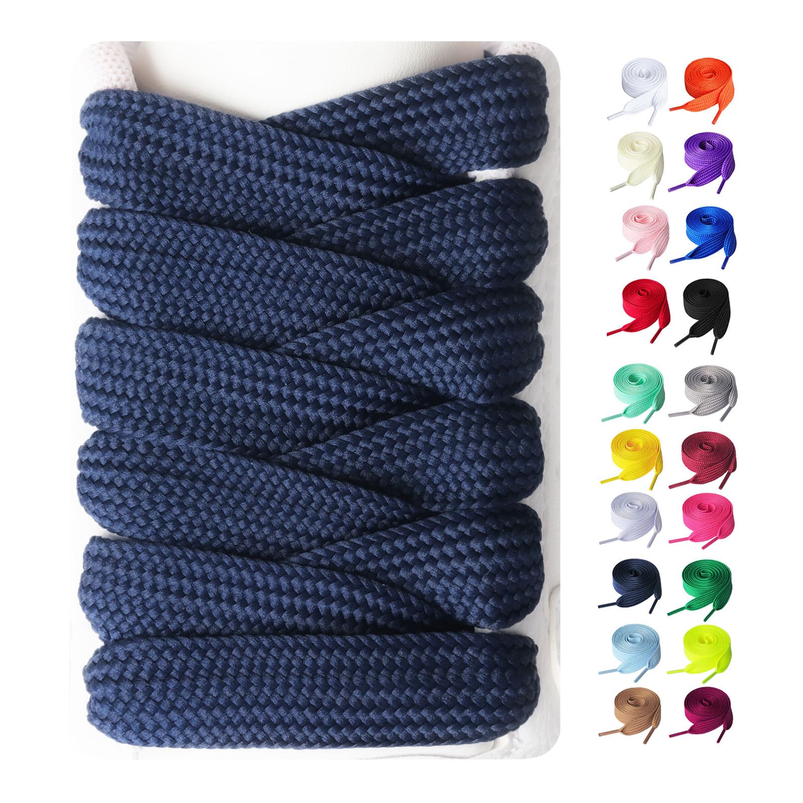 Booyckiy 2 Pairs Fat Sneakers Shoe Laces, 15mm Wide Athletic Shoelaces