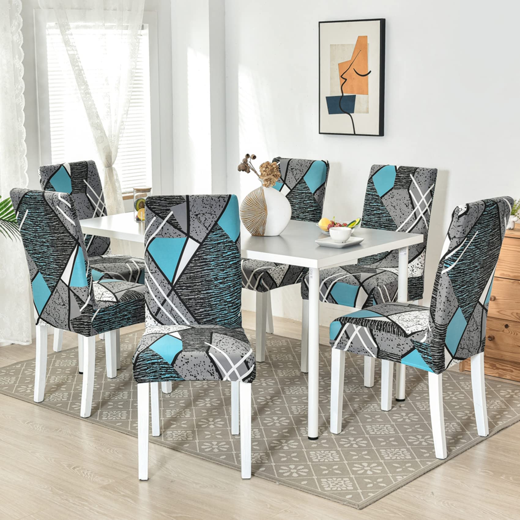 HZDHCLH Chair Covers Set of 4/6 Stretch Modern Chair Slipcovers for Dining Room Kitchen Wedding Party Washable Chair Protector(4pcs - Image 2