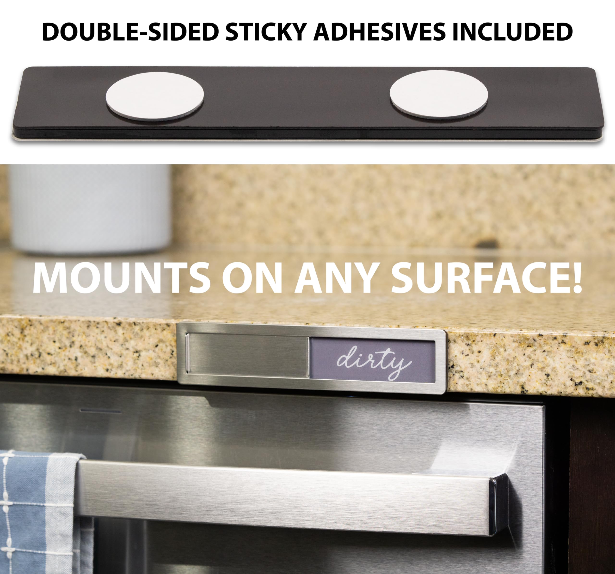 Magnete per lavastoviglie con scritta "Clean Dirty", in acciaio inox, con scritta "Clean Dirty" (lingua italiana non garantita), cartello magnetico pulito/sporco che dice pulito e sporco